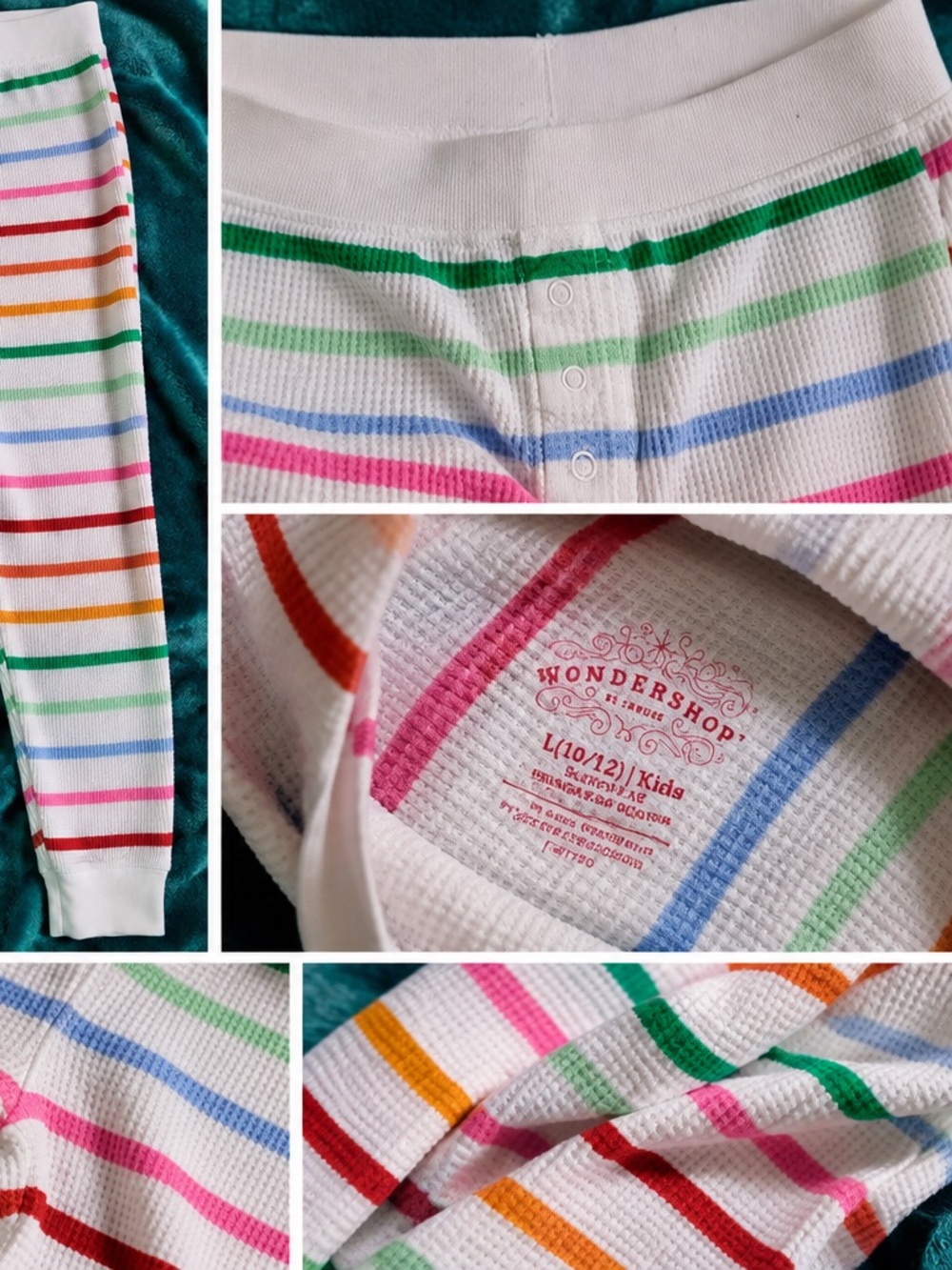 Wondershop White Rainbow Stripe Thermal Pajama Bottoms